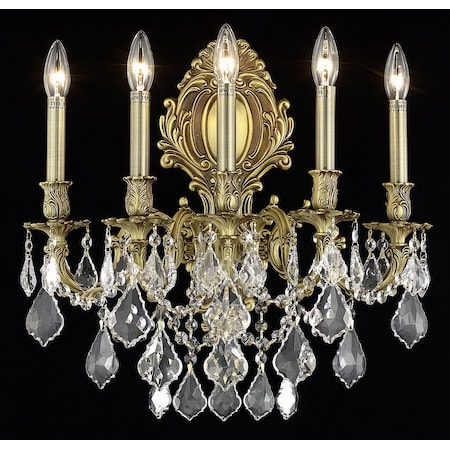 Elegant Lighting Royal Cut Clear Crystal Monarch 5-Light Crystal Wall Sconce, 180905 9605W21FG/RC